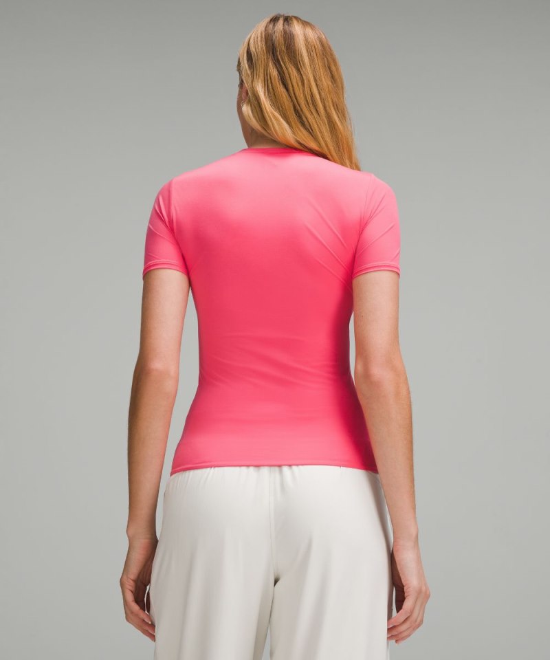 Lululemon Wundermost Ultra-Soft Nulu Hip-Length Crew Short-Sleeve Shirt Glaze Pink Online Outlet Sale