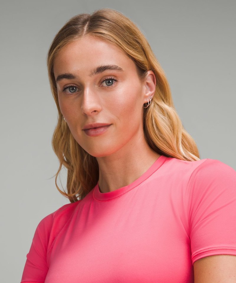 Lululemon Wundermost Ultra-Soft Nulu Hip-Length Crew Short-Sleeve Shirt Glaze Pink Online Outlet Sale
