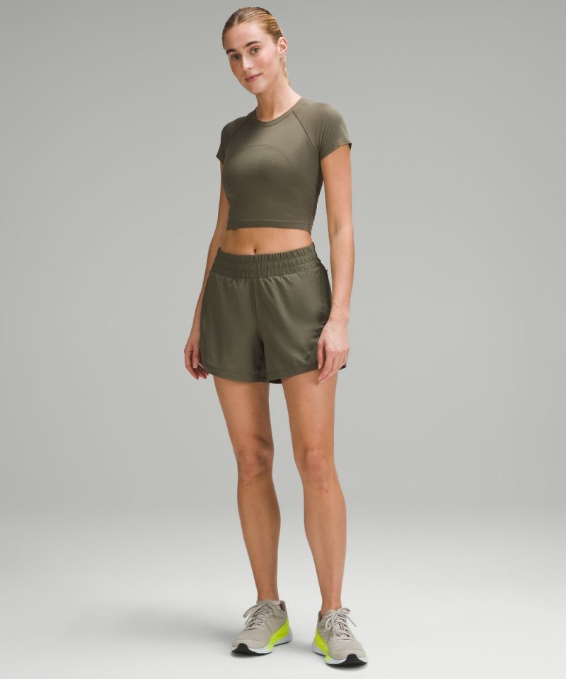 Lululemon Track That High-Rise Lined Short 5" Army Green Online Outlet Sale