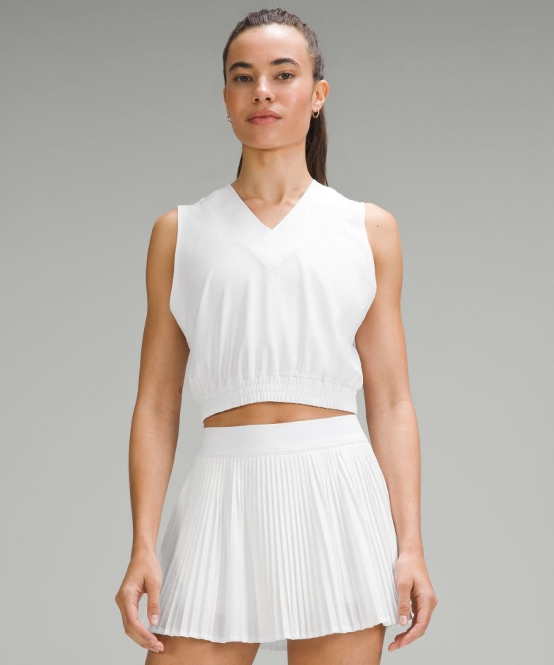 Lululemon Sleeveless Cropped Tennis Tank Top White Online Outlet Sale