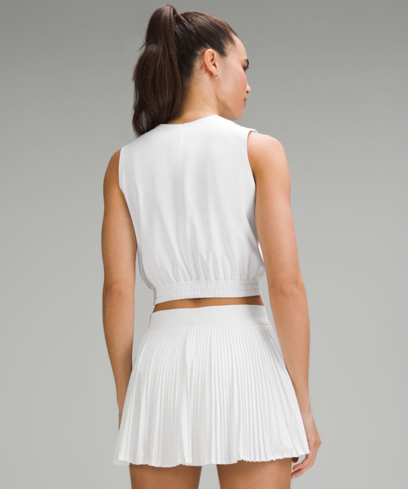 Lululemon Sleeveless Cropped Tennis Tank Top White Online Outlet Sale