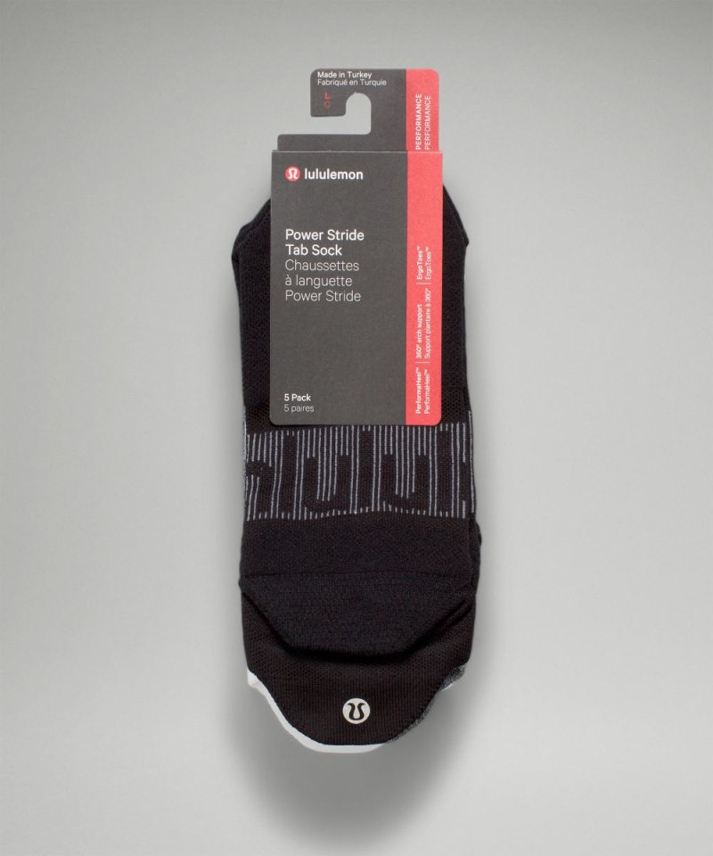 Lululemon Men's Power Stride Tab Socks *5 Pack Black / Heather Grey / White Online Outlet Sale