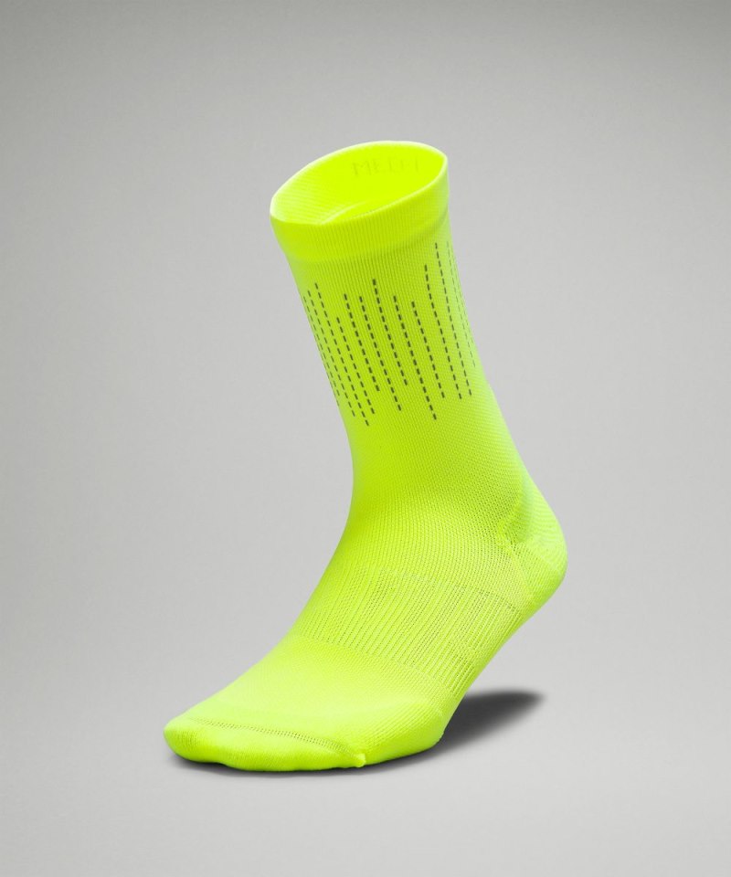 Lululemon Women's Power Stride Crew Socks *Reflective Highlight Yellow Online Outlet Sale