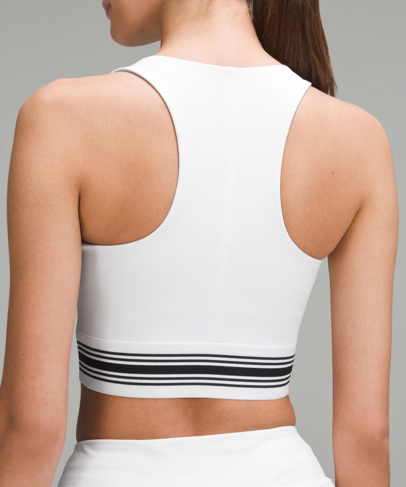 Lululemon V-Waist Cropped Tennis Tank Top *Medium Support, B / C Cup White / True Navy / Black Online Outlet Sale
