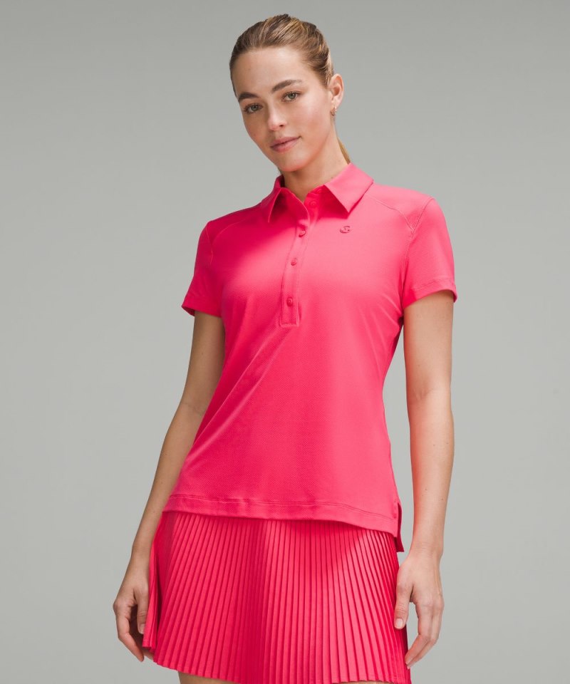 Lululemon Quick Dry Short-Sleeve Polo Shirt *Straight Hem Glaze Pink Online Outlet Sale