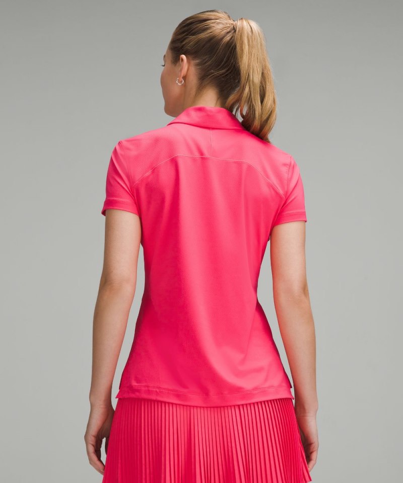 Lululemon Quick Dry Short-Sleeve Polo Shirt *Straight Hem Glaze Pink Online Outlet Sale
