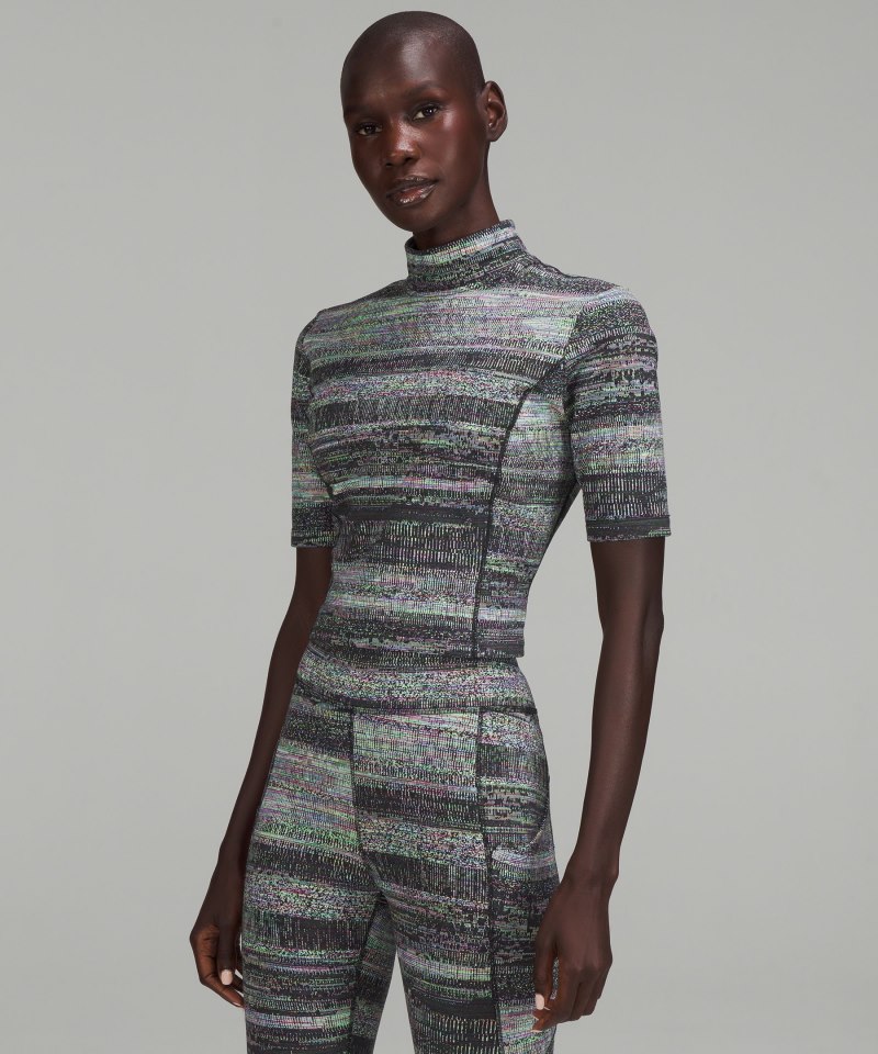 Lululemon lululemon lab Jacquard Mock Neck T-Shirt Future Noise Jacquard Online Outlet Sale
