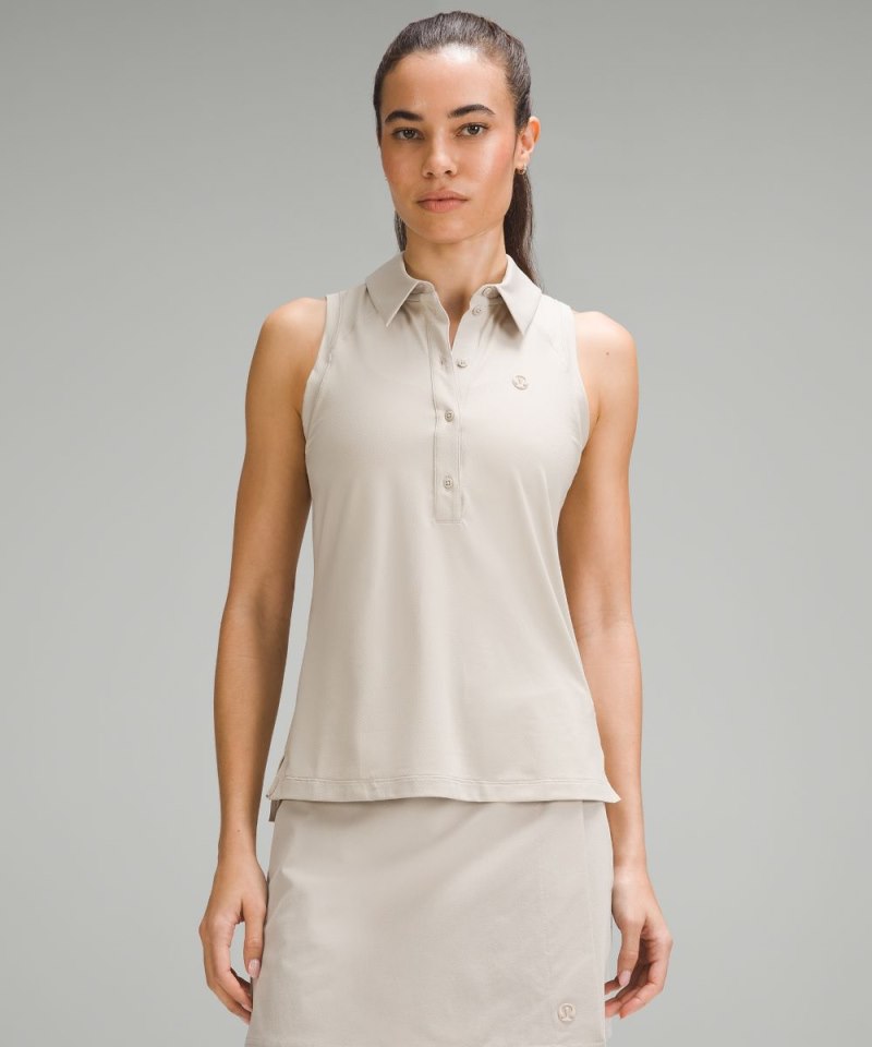 Lululemon Quick Dry Sleeveless Polo Shirt *Straight Hem Mojave Tan Online Outlet Sale