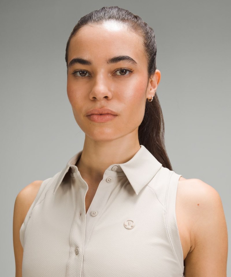 Lululemon Quick Dry Sleeveless Polo Shirt *Straight Hem Mojave Tan Online Outlet Sale