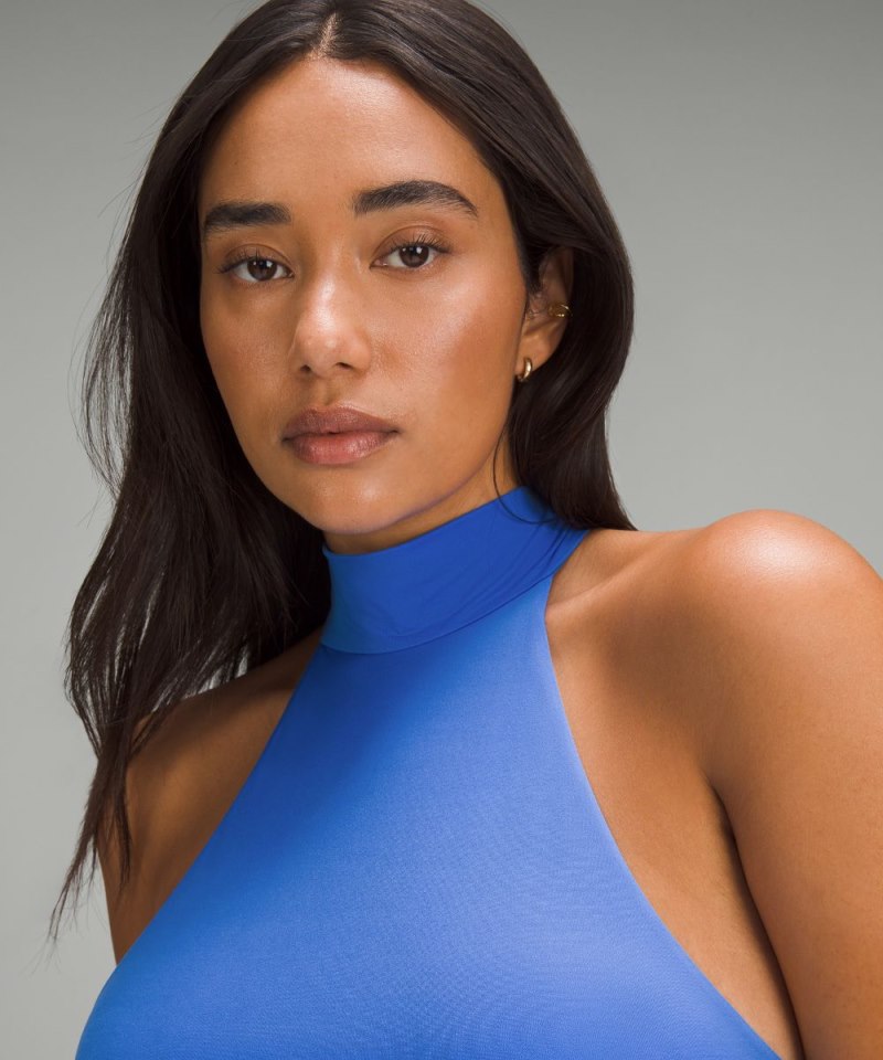 Lululemon Wundermost Ultra-Soft Nulu Mockneck Sleeveless Bodysuit Pipe Dream Blue Online Outlet Sale