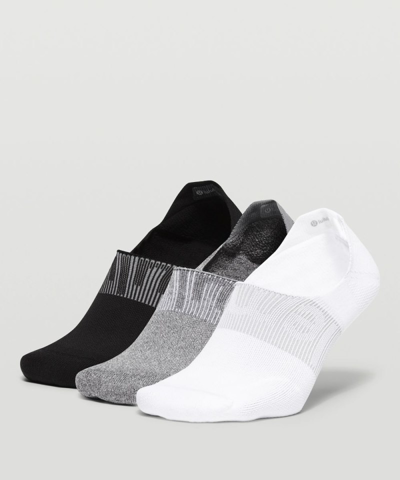 Lululemon Men's Power Stride No-Show Socks with Active Grip *3 Pack White / Heather Grey / Black Online Outlet Sale