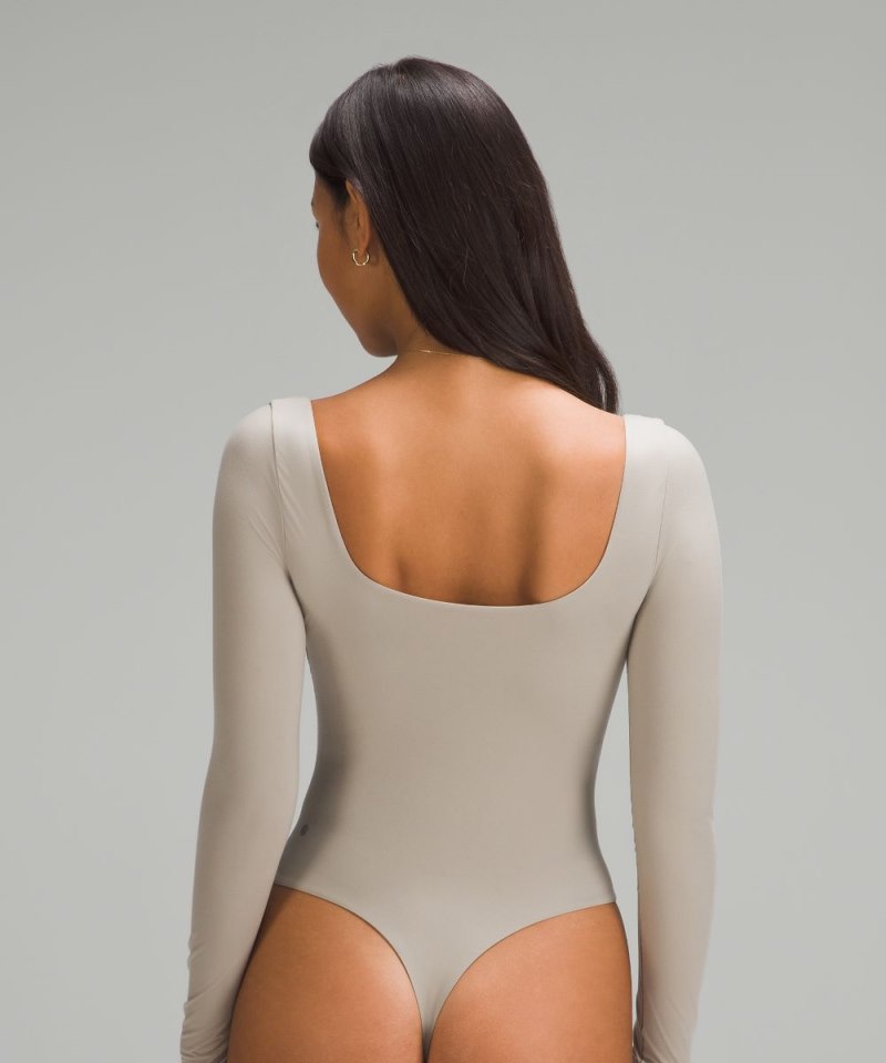 Lululemon Wundermost Ultra-Soft Nulu Square-Neck Long-Sleeve Bodysuit Riverstone Online Outlet Sale