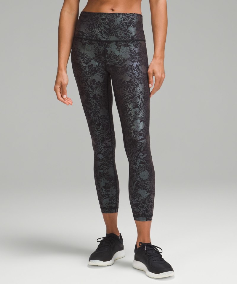 Lululemon Wunder Under High-Rise Tight 25" *Shine Logo Flourish Black Iridescent Foil Online Outlet Sale