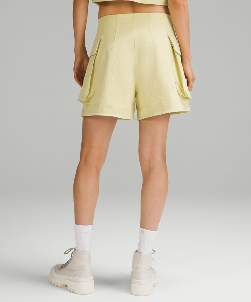 Lululemon Relaxed-Fit Super-High-Rise Cargo Short 4" Finch Yellow Online Outlet Sale
