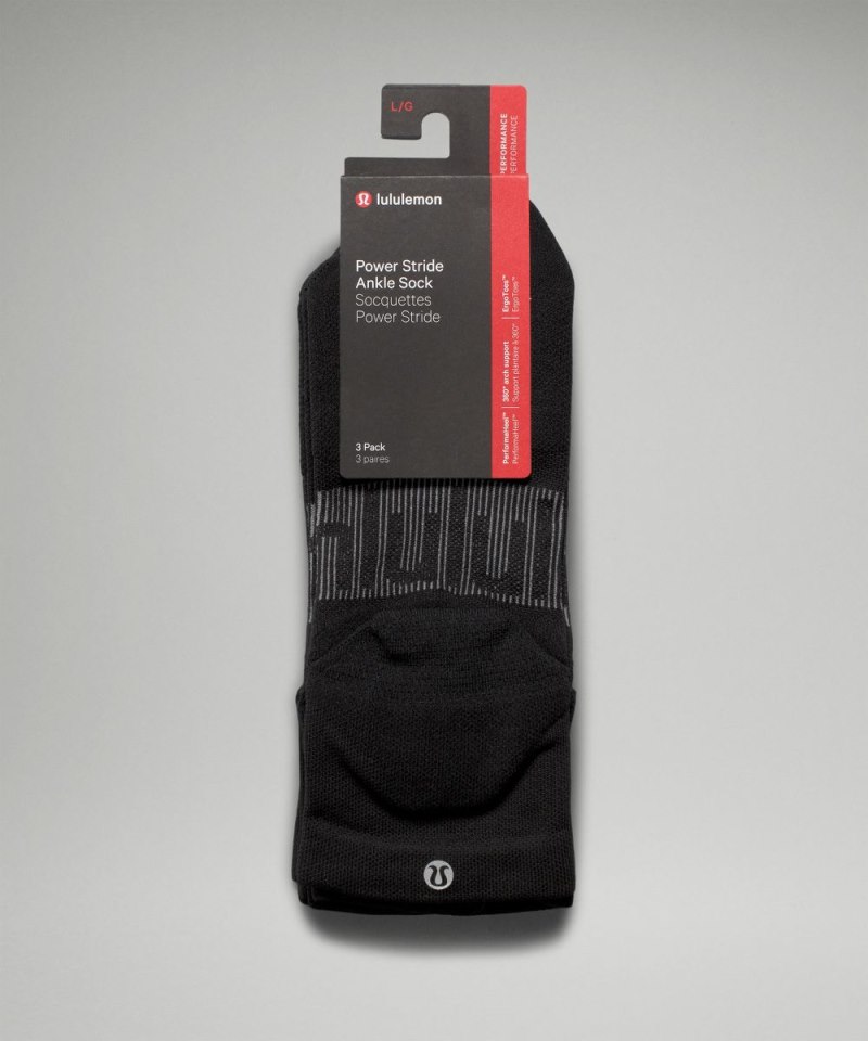 Lululemon Men's Power Stride Ankle Socks *3 Pack Black Online Outlet Sale