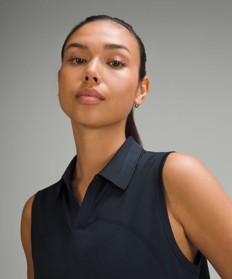 Lululemon Swiftly Tech Sleeveless Polo Shirt *Colour Tip True Navy / True Navy / White Online Outlet Sale