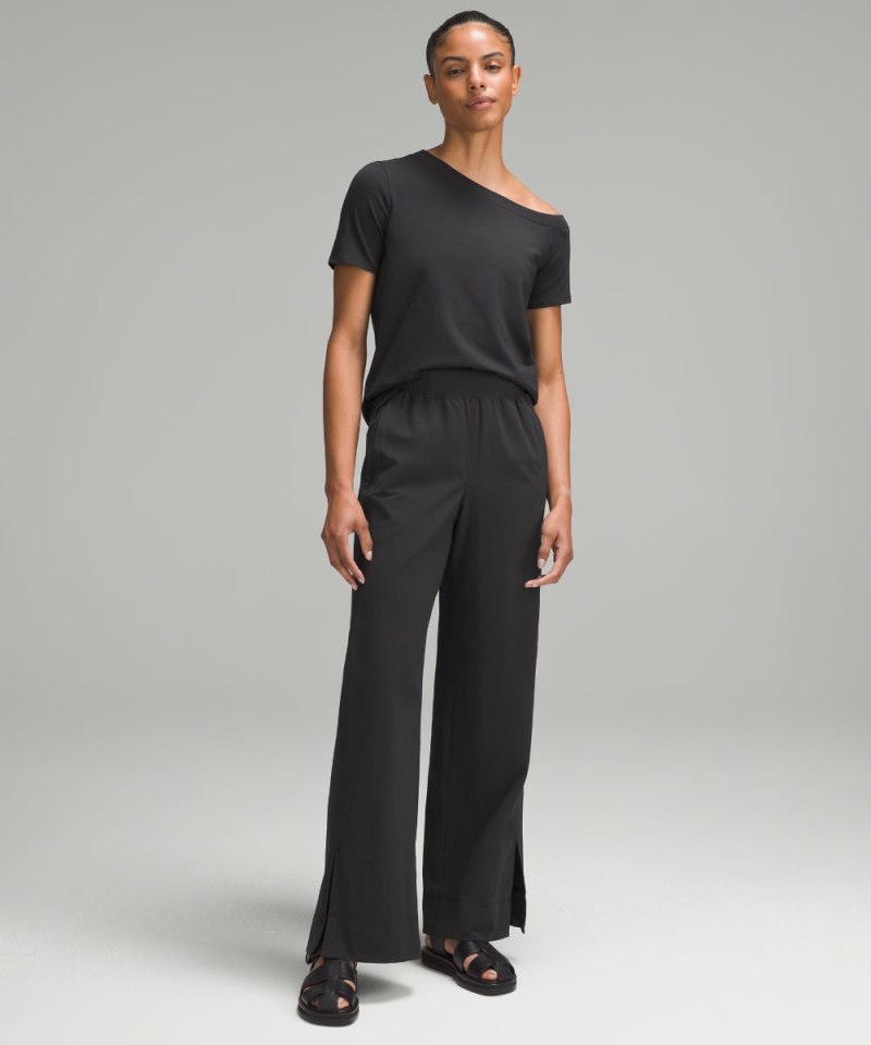 Lululemon Off-The-Shoulder Cotton T-Shirt Black Online Outlet Sale