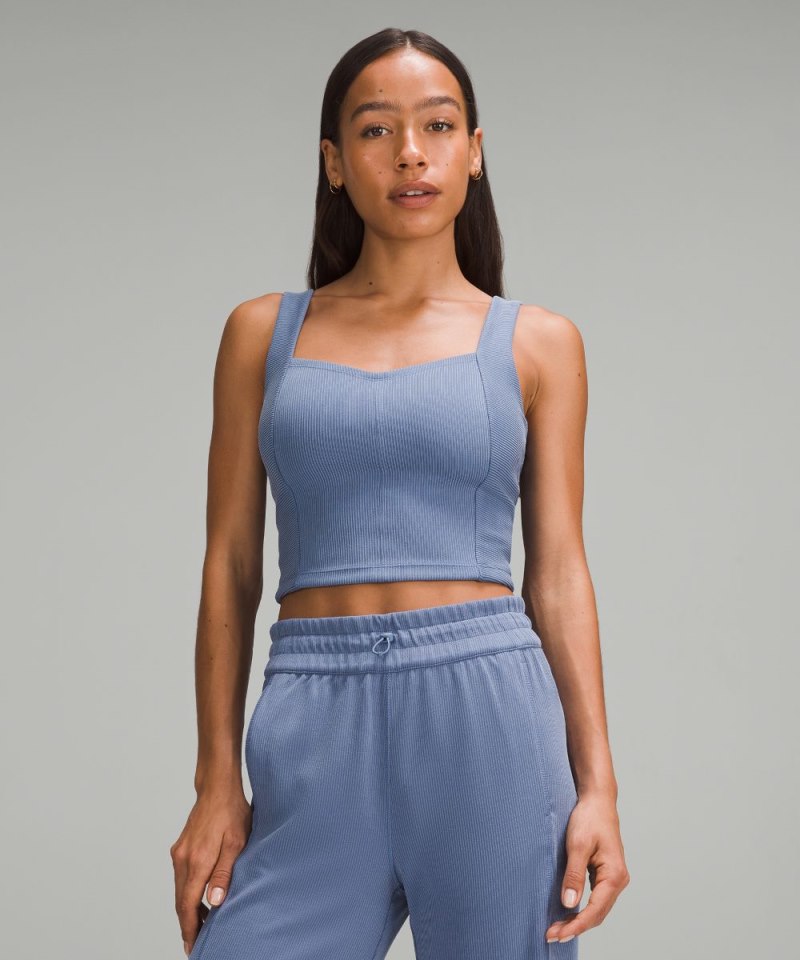 Lululemon Ribbed Softstreme Sweetheart Tank Top Oasis Blue Online Outlet Sale