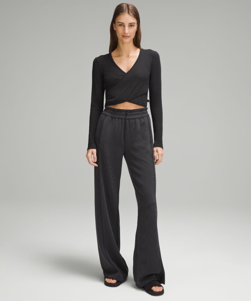 Lululemon Ribbed Softstreme Mid-Rise Pant 32" Black Online Outlet Sale