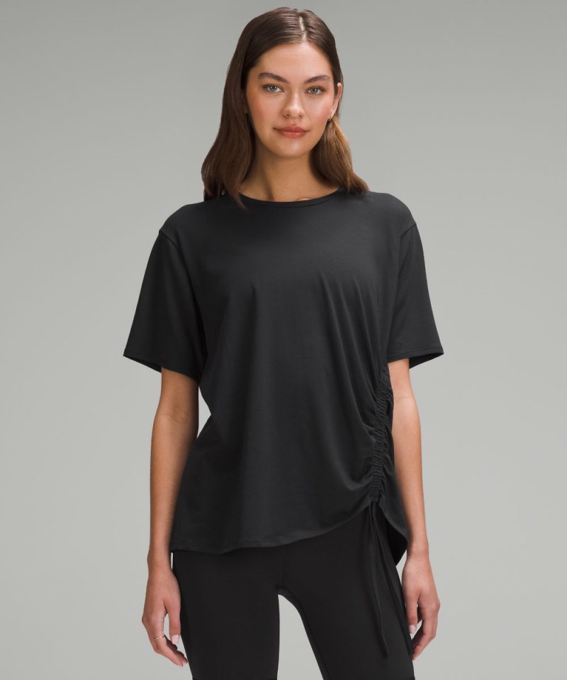 Lululemon Side-Cinch Cotton T-Shirt Black Online Outlet Sale
