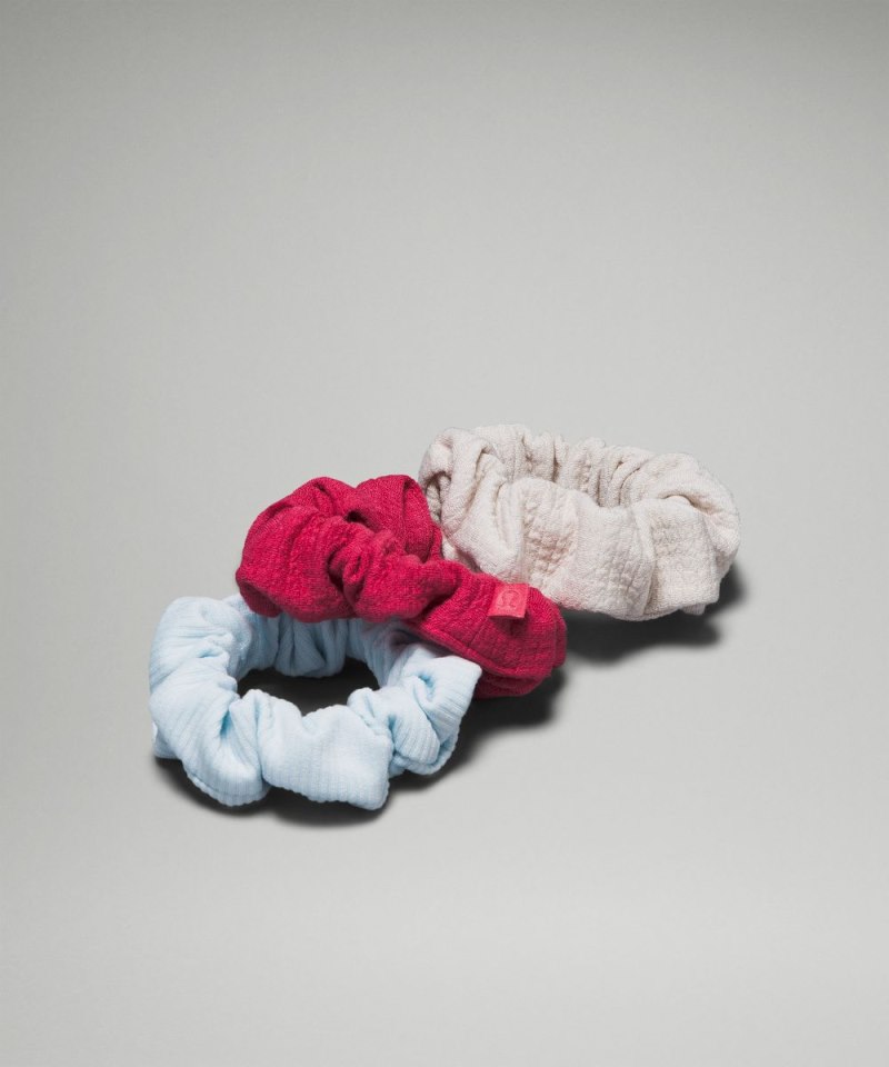 Lululemon Uplifting Scrunchies Textured *3 Pack Vintage Rose / Sheer Blue / Bone Online Outlet Sale