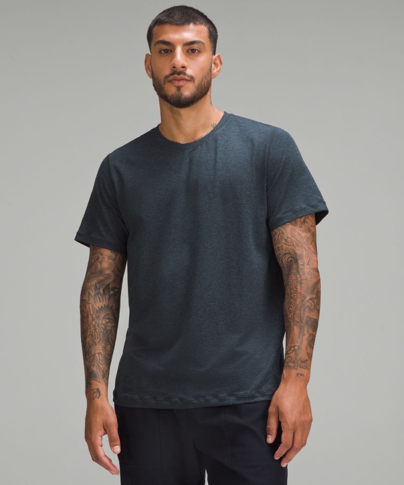 Lululemon Soft Jersey Short-Sleeve Shirt Heathered Classic Navy / Heathered True Navy Online Outlet Sale