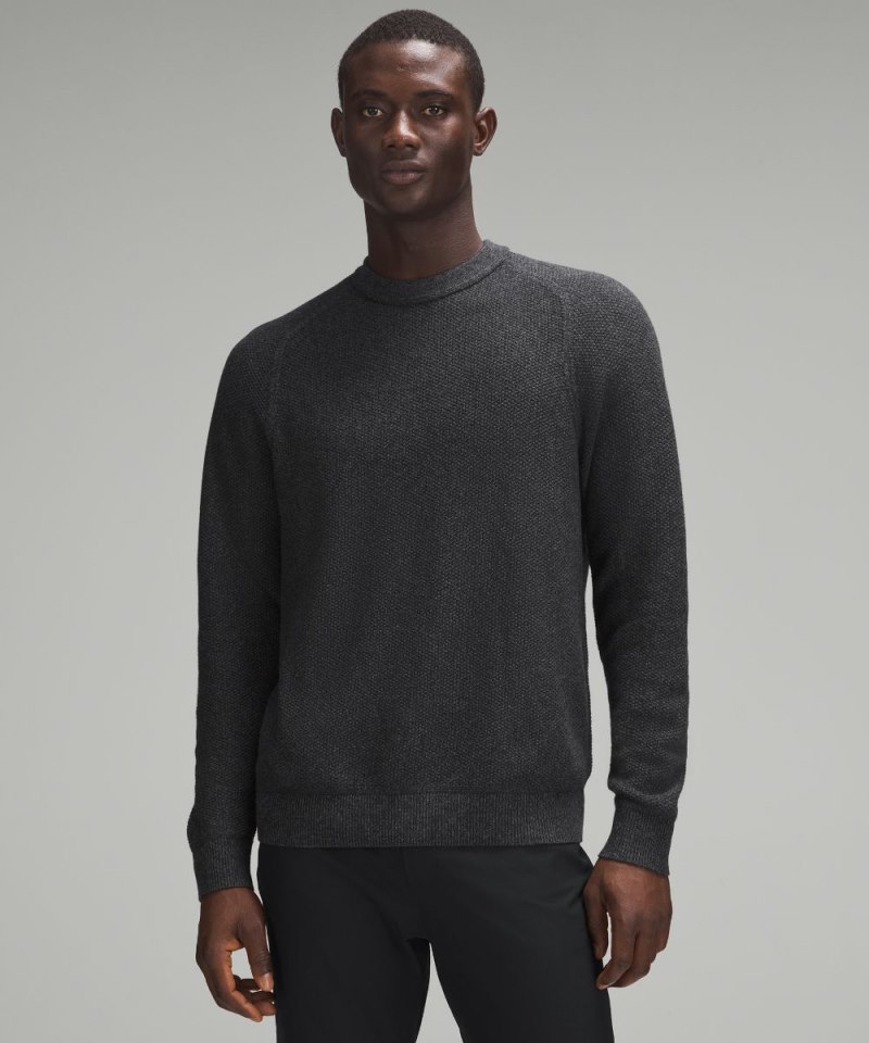Lululemon Textured Knit Crewneck Sweater Heathered Black Online Outlet Sale