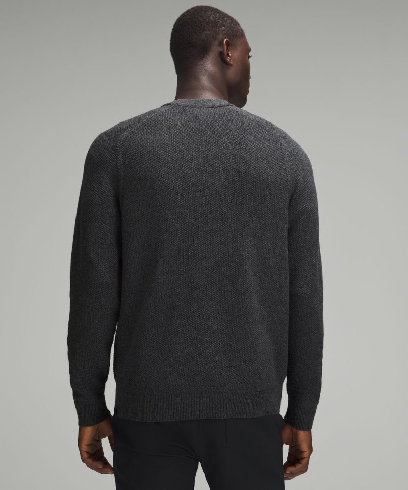 Lululemon Textured Knit Crewneck Sweater Heathered Black Online Outlet Sale