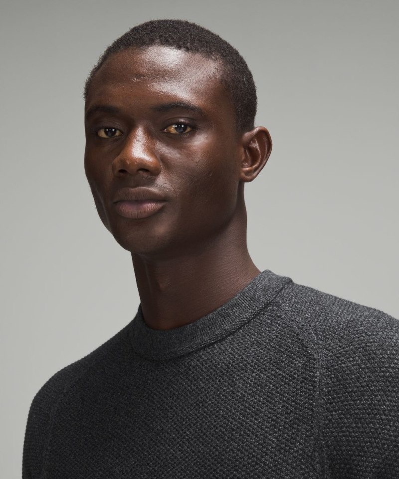 Lululemon Textured Knit Crewneck Sweater Heathered Black Online Outlet Sale