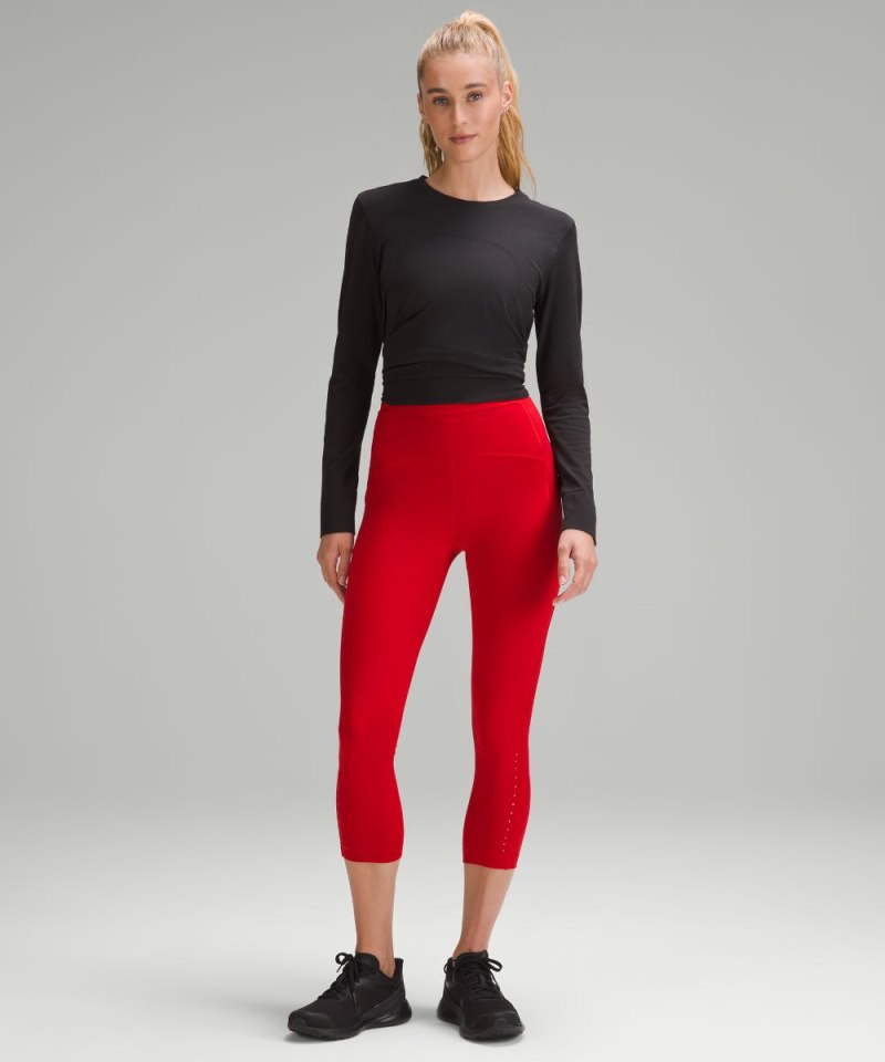Lululemon Swift Speed High-Rise Crop 21" Dark Red Online Outlet Sale
