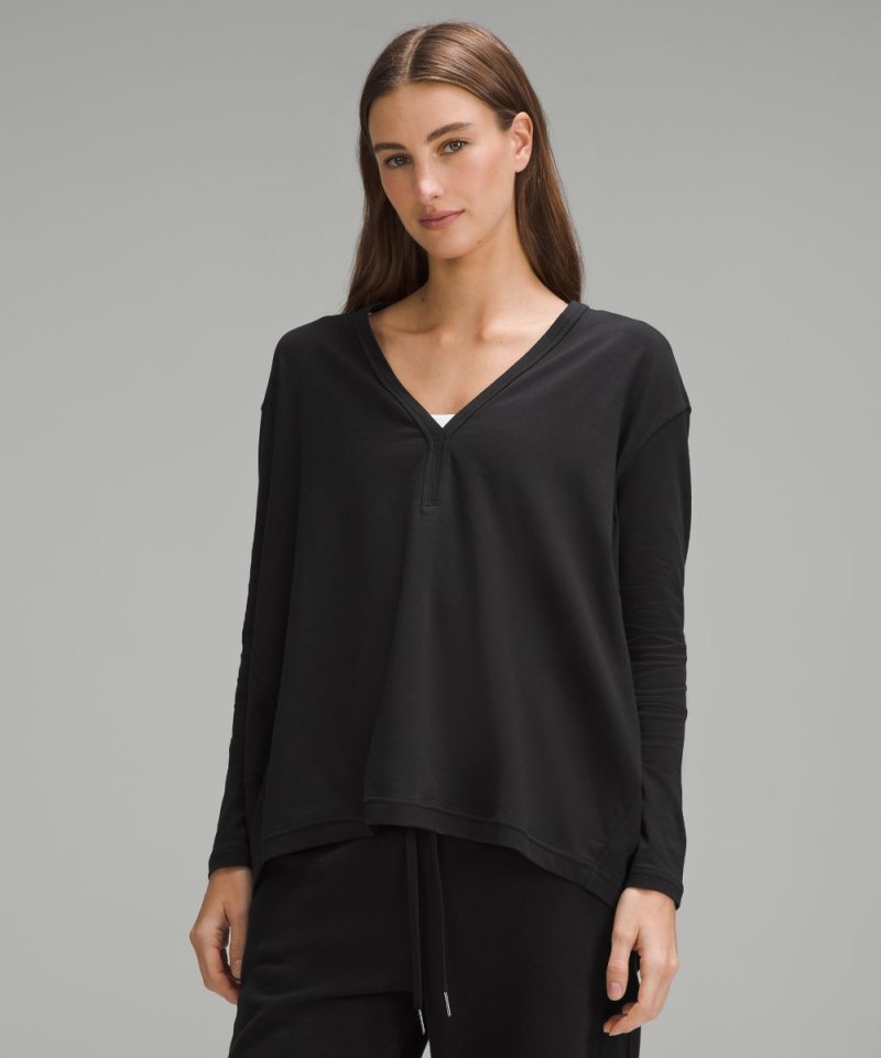 Lululemon Back In Action V-Neck Long-Sleeve Shirt Black Online Outlet Sale