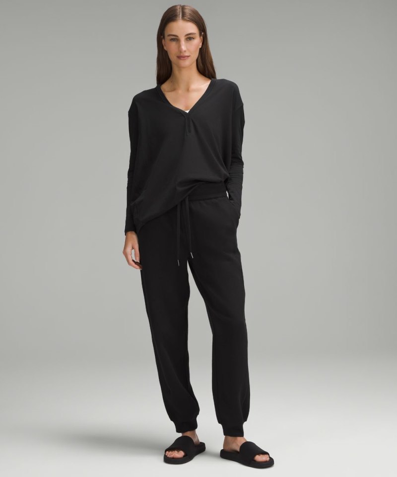 Lululemon Back In Action V-Neck Long-Sleeve Shirt Black Online Outlet Sale