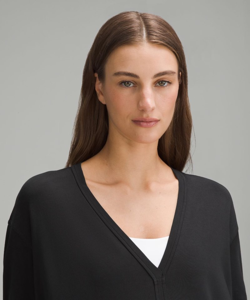 Lululemon Back In Action V-Neck Long-Sleeve Shirt Black Online Outlet Sale