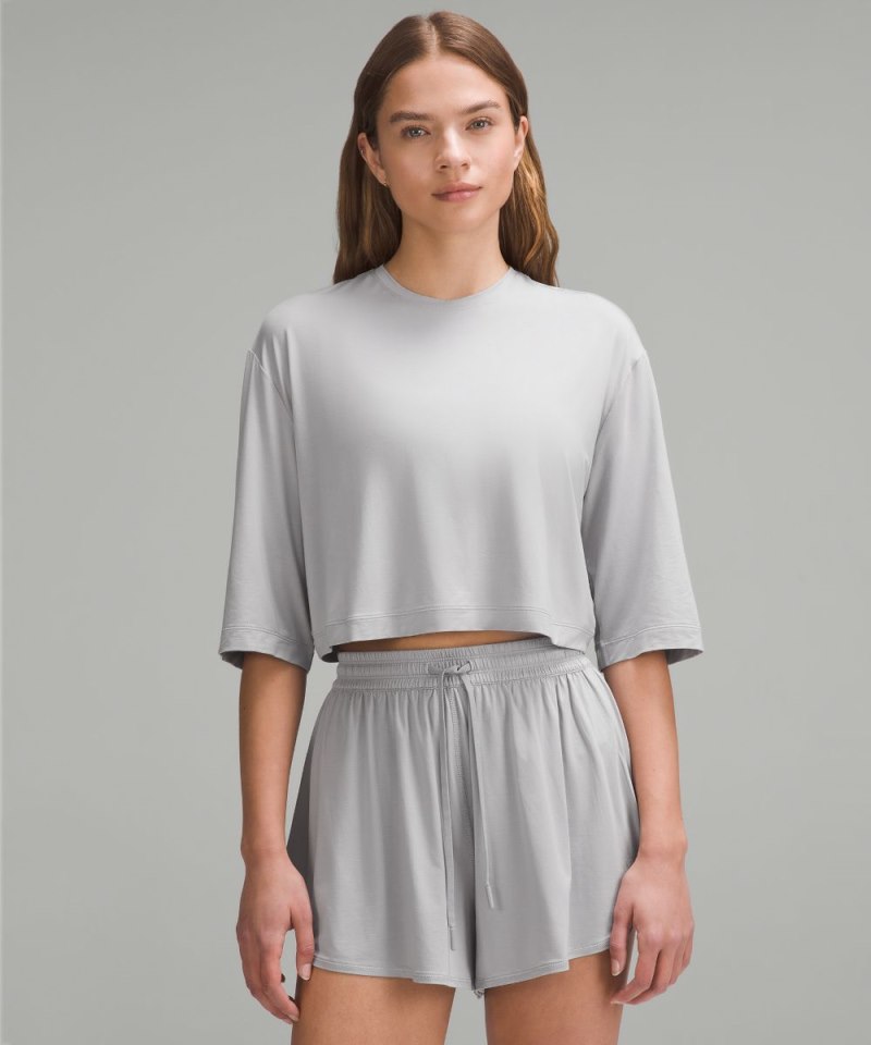 Lululemon Modal Relaxed-Fit Cropped Short-Sleeve Shirt Silver Drop Online Outlet Sale