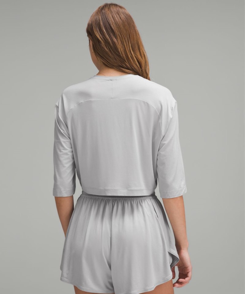 Lululemon Modal Relaxed-Fit Cropped Short-Sleeve Shirt Silver Drop Online Outlet Sale