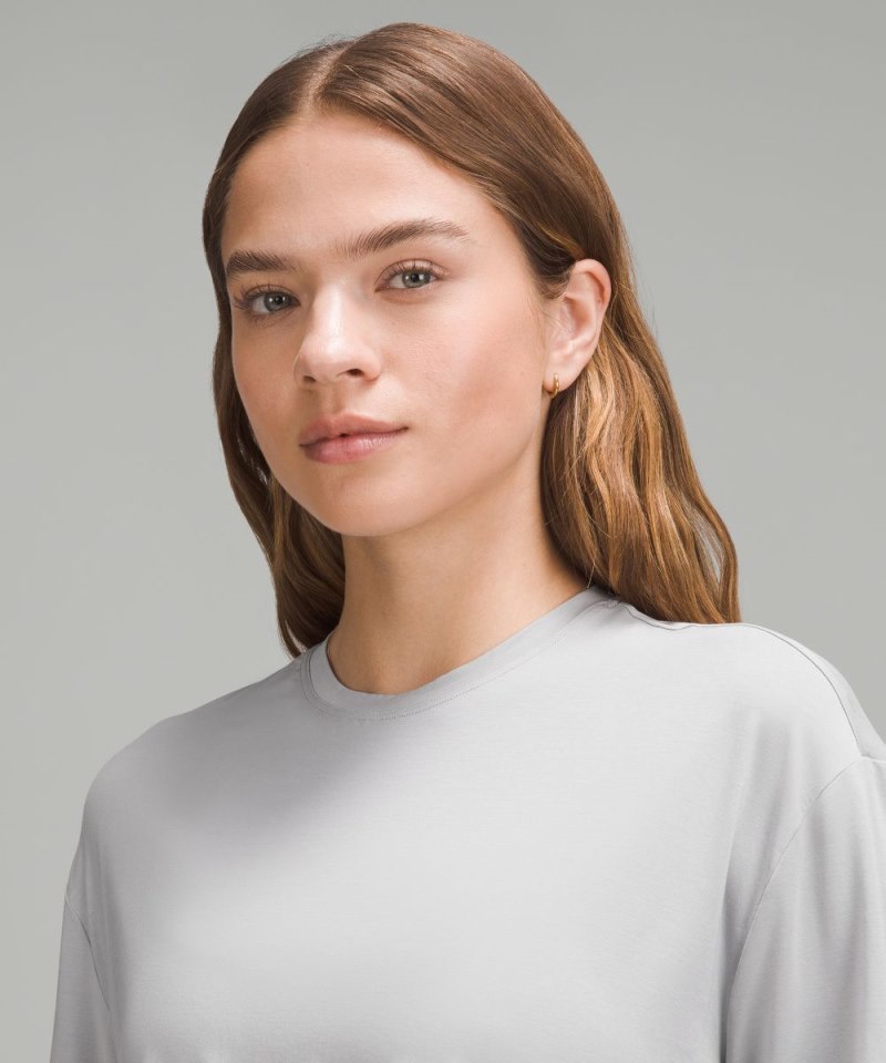 Lululemon Modal Relaxed-Fit Cropped Short-Sleeve Shirt Silver Drop Online Outlet Sale
