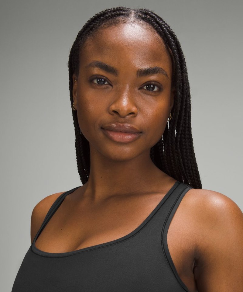 Lululemon Wundermost Ultra-Soft Nulu Square-Neck Sleeveless Bodysuit Black Online Outlet Sale