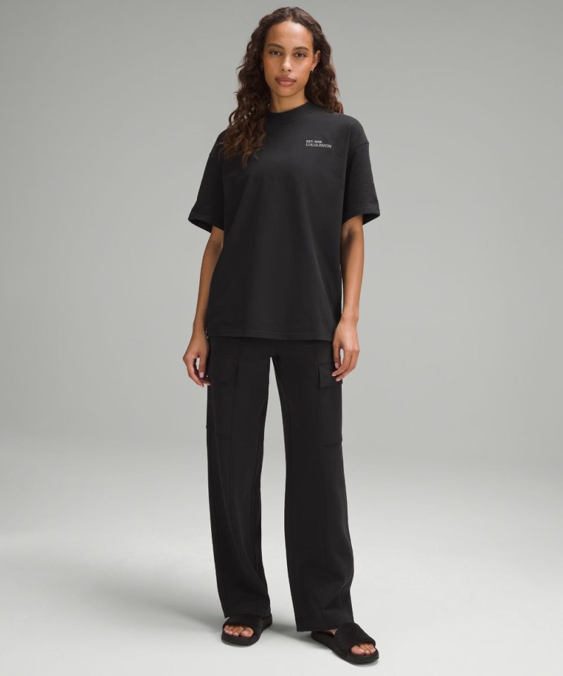 Lululemon Brushed Heavyweight Cotton Crewneck T-Shirt Black Online Outlet Sale
