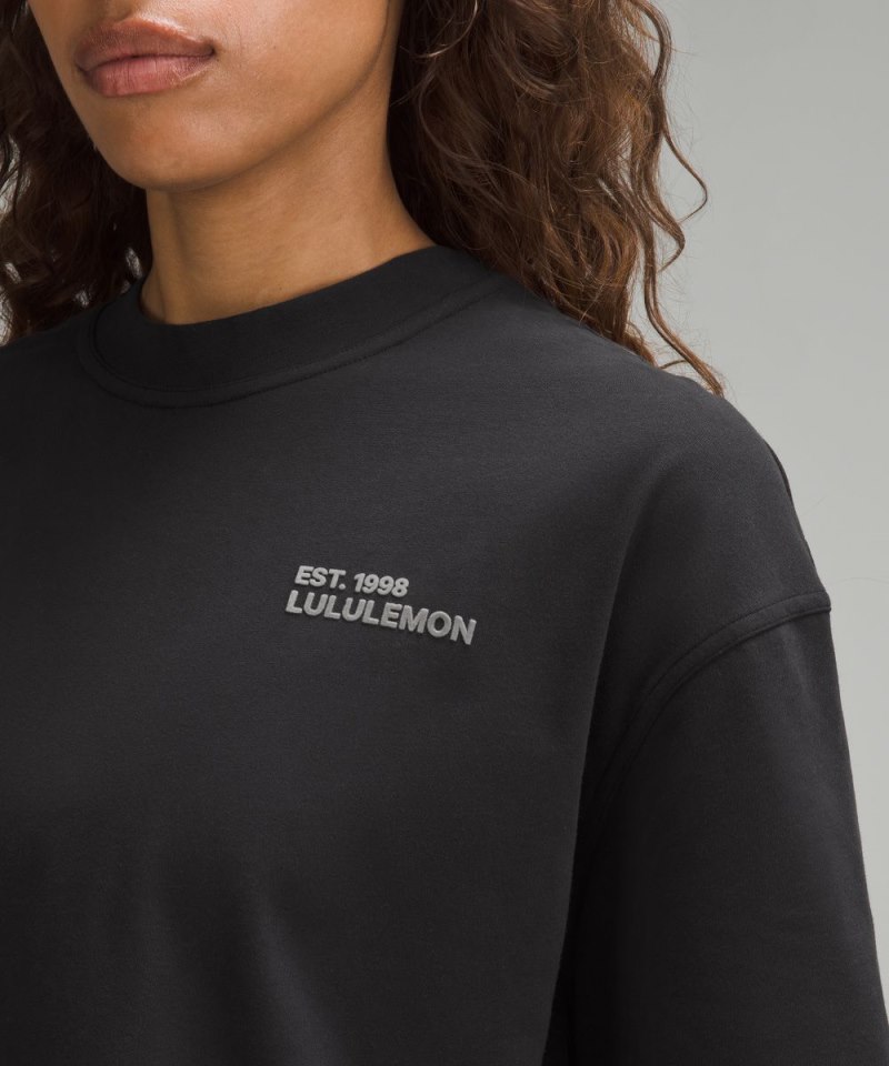 Lululemon Brushed Heavyweight Cotton Crewneck T-Shirt Black Online Outlet Sale