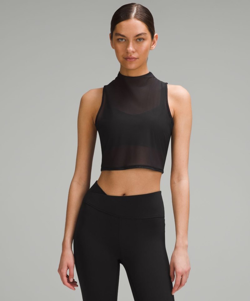 Lululemon Keyhole Mesh Tank Top Black Online Outlet Sale