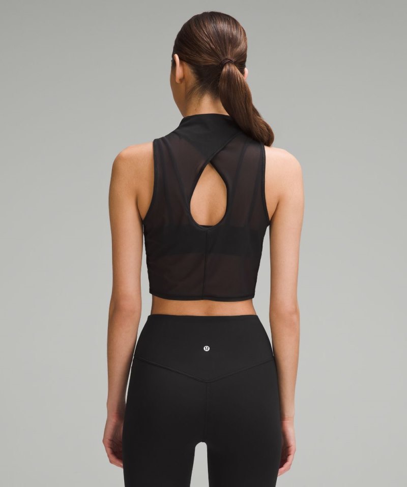 Lululemon Keyhole Mesh Tank Top Black Online Outlet Sale