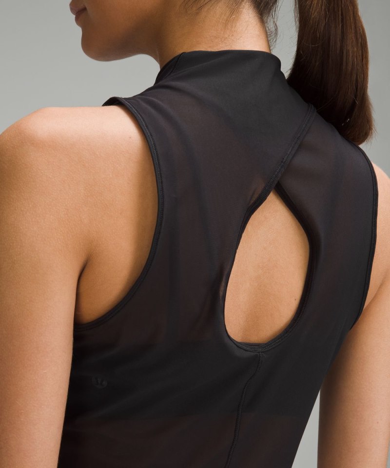 Lululemon Keyhole Mesh Tank Top Black Online Outlet Sale