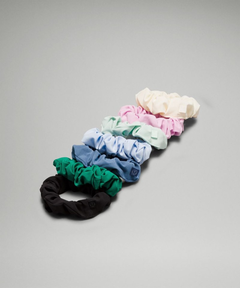 Lululemon Uplifting Scrunchies *7 Pack Black / Cascadia Green / Delicate Mint / Oasis Blue / Windmill / Vitapink / Wisp Yellow Online Outlet Sale
