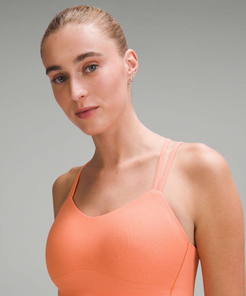 Lululemon Like a Cloud Ribbed Longline Bra *Light Support, B / C Cup Coral Kiss Online Outlet Sale