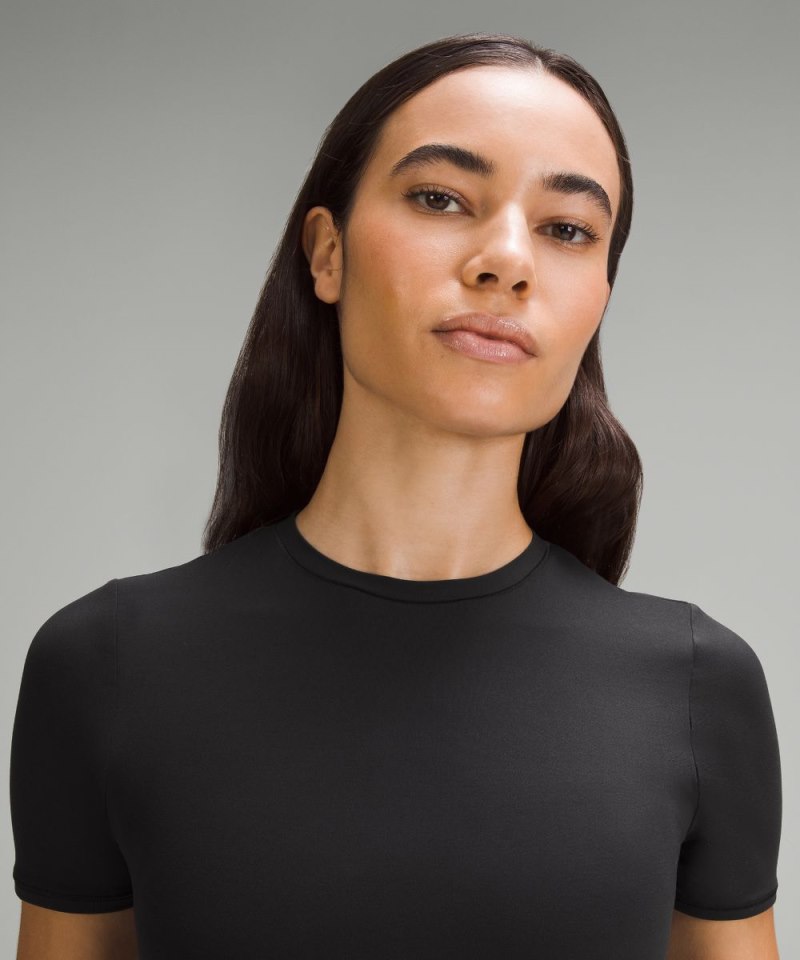 Lululemon Wundermost Ultra-Soft Nulu Hip-Length Crew Short-Sleeve Shirt Black Online Outlet Sale