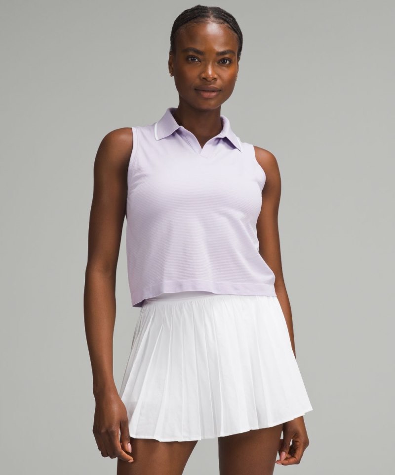 Lululemon Swiftly Tech Sleeveless Polo Shirt *Colour Tip Lilac Ether / Lilac Ether / White Online Outlet Sale