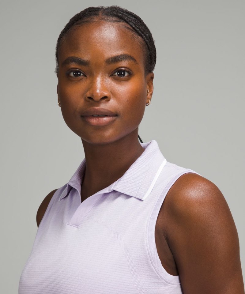 Lululemon Swiftly Tech Sleeveless Polo Shirt *Colour Tip Lilac Ether / Lilac Ether / White Online Outlet Sale