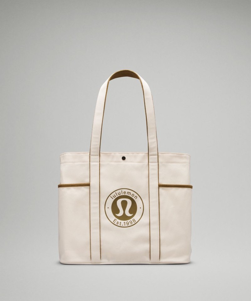Lululemon Daily Multi-Pocket Canvas Tote Bag 20L *Logo Natural / Artifact Online Outlet Sale