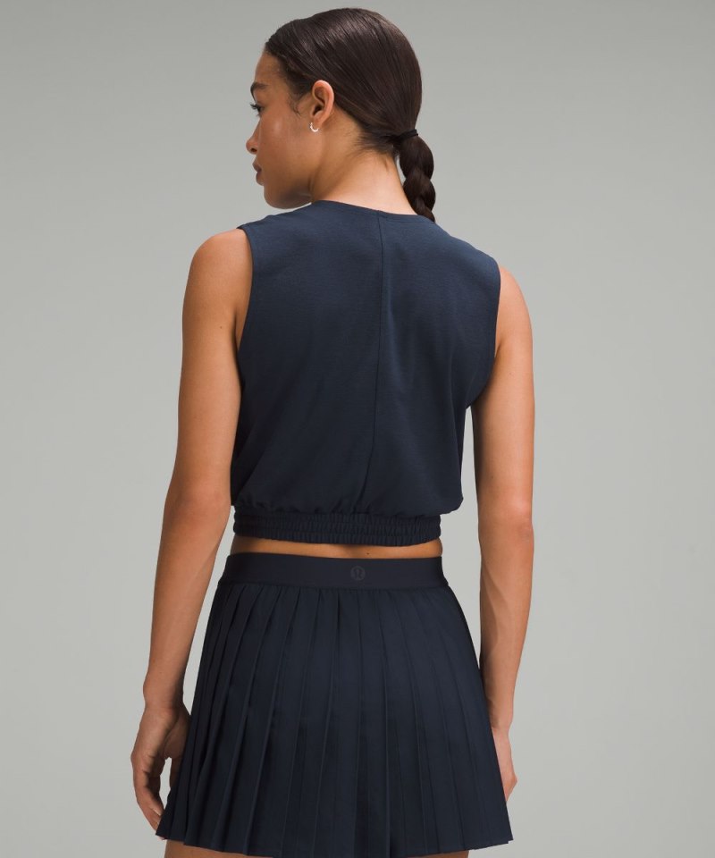 Lululemon Sleeveless Cropped Tennis Tank Top True Navy Online Outlet Sale