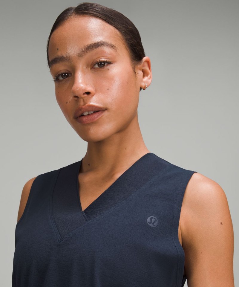 Lululemon Sleeveless Cropped Tennis Tank Top True Navy Online Outlet Sale